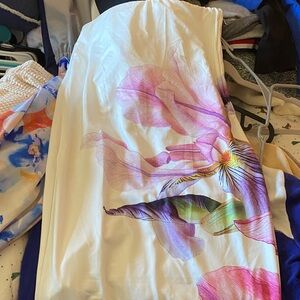 SHEIN Floral Print Skirt - Cream and Pink